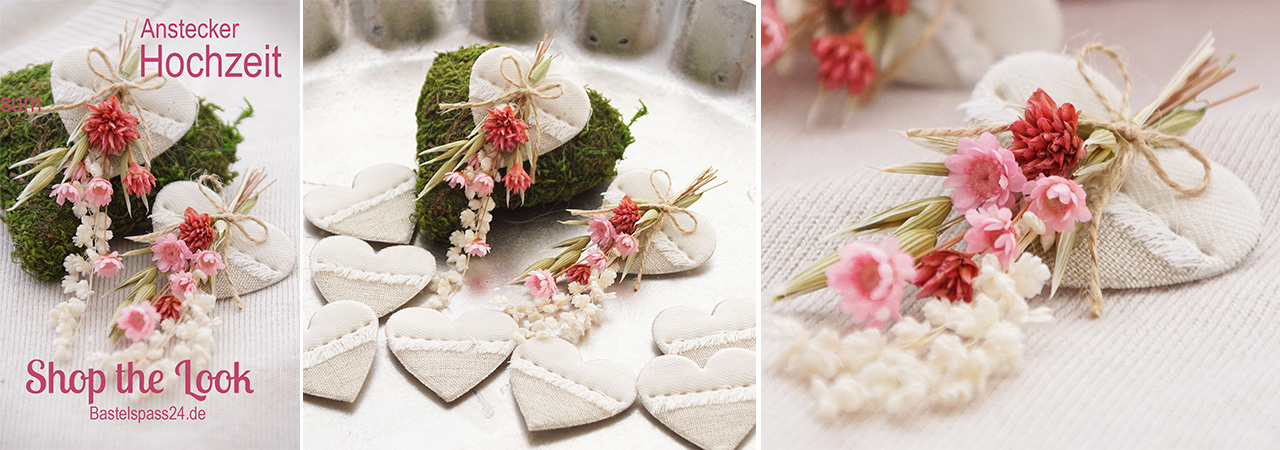 DIY Hochzeitsdeko Anstecker Hochzeit modern trendig...