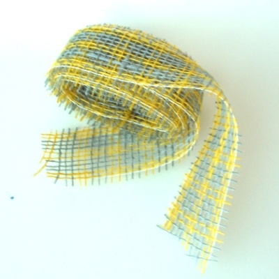Juteband Multicolor B 5 cm L 2 m Strängchen gelb - grau