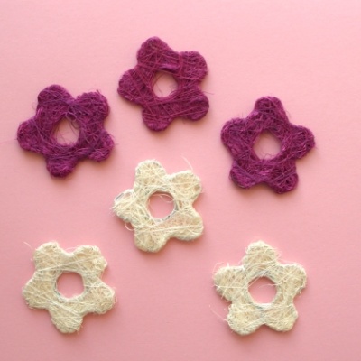 Sisalblumen, 5 cm, violett- weiß 6 Stück