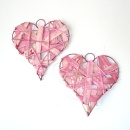Herzen aus Palmblatt mit Rattan rosa 10 cm mit...