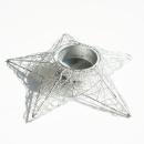 Kerzenhalter für Teelichter in Sternform aus Glanzdraht, ideal für die Tischdekoration, D 15 cm in silber