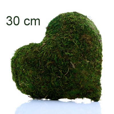 Moosherz groß unten flach, Gr. 30x30 cm, schönes getrocknetes Moos in frischer grüner Farbe