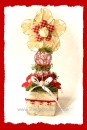Streublumen aus Filz und Stoff, Für Tischdeko, Geschenke, Gestecke. 1 Seite karriert, 1 Seite uni farben. VE 10 Stück, D 5 cm