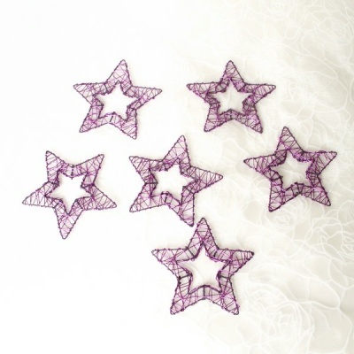 Sterne aus Draht, moderne Drahtsterne glänzend flieder offen 7,5 cm, VE 6 Stück. Für Adventskänze und Weihnachtsdekoration