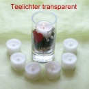 Teelichter transparent, maxi Gr&ouml;&szlig;e, Brenndauer 7-8 h, 38 mm x 24 mm hoch, VE 6 Stk, wei&szlig;