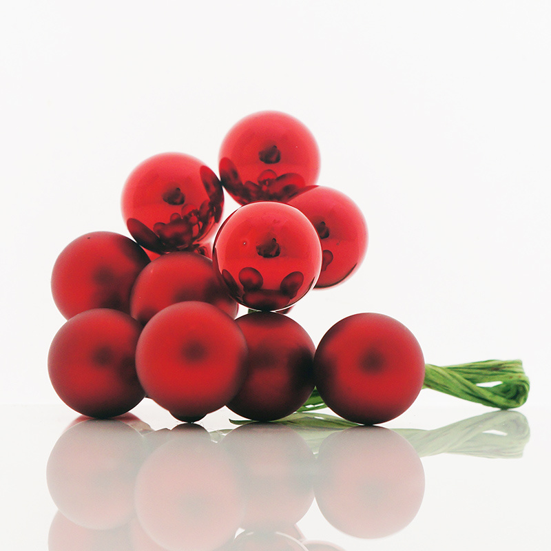 Weihnachtskugeln klein, Spiegelbeeren 12 Stück 2 cm, glanz/matt rot