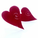 Filz Herzen, kreative Streuherzen aus Filz, leicht gew&ouml;lbt, spitze Form, beidseitig rot 10 Stk, L 7 x B 5 cm