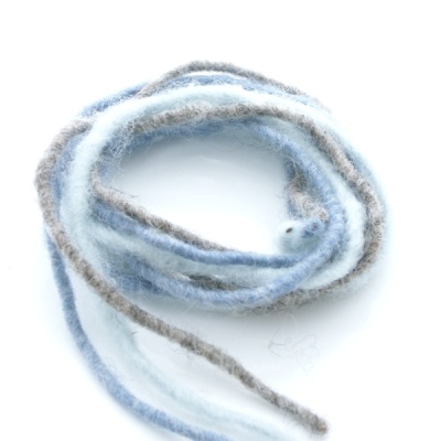 Wollschnüre Sortiment, 3 Farben je 1 m, hellblau grau blau, 5mm stark mit Jutekern