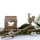 Natürliche Tischdeko aus Birke! Tolles Birkenwindlicht mit Birkenhahn, Birkenäste, Birkenblumen und Blumen in grün weiß