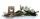 Natürliche Tischdeko aus Birke! Tolles Birkenwindlicht mit Birkenhahn, Birkenäste, Birkenblumen und Blumen in grün weiß