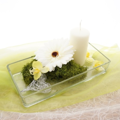 Glasschale, Glasgefäß L 24 x B 11,5 x H 4 cm für Tischdekoration Hochzeit und Feste, klare stabile Qualität