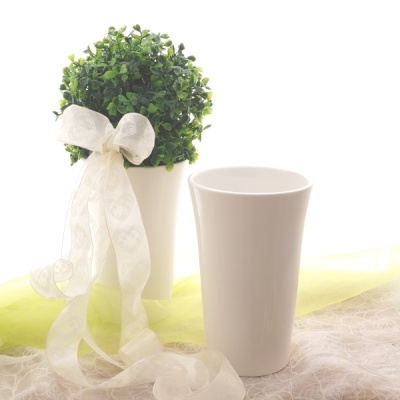 Vasen weiß, Keramikvasen H 20 cm, B 13 cm Dekovase für Blumen, Dekorationen, Hochzeit