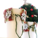 Weihnachtsstrauß! Vase mit Wollband meliert Happy....