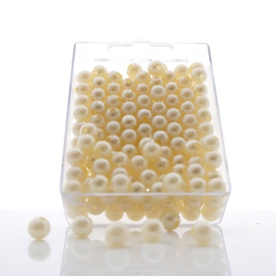 Perlen mit Loch D 8 mm, zum Basteln creme weiß, champagner VE 1 Box 250 Stück