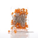 Perlennadeln Dekonadeln aus Acryl D 6 mm L 6,5 cm, orange, f&uuml;r Hochzeit, VE 1 Box 100 St&uuml;ck