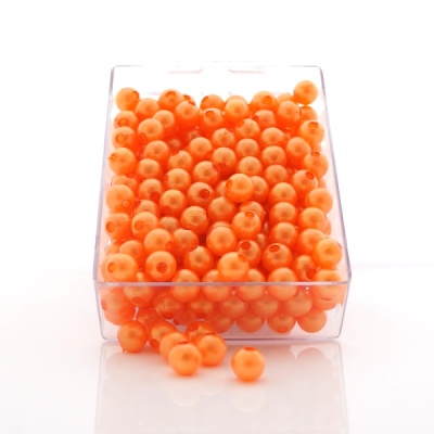 Perlen mit Loch D 8 mm, zum Basteln, orange VE 1 Box 250 Stück