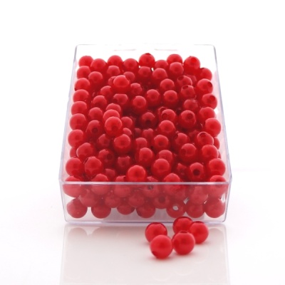 Perlen mit Loch D 8 mm, zum Basteln, rot VE 1 Box 250 Stück