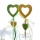 Herzstecker, Blumenstecker aus Holz, VE 2 Stk, Metall & Bänder. Für Orchideen und Blumen H 45 cm, B 8 cm, Farbe gelb/grün