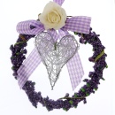 Lavendelkranz, Kranz aus Lavendel klein- Kränzchen B 10 cm mit Karoband, lila weiß, VE 1 Stück