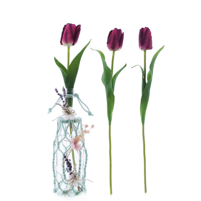 Tulpen Seidenblumen VE 1 Stk, L 46 cm, Kunstblume von hoher Qualität, burgund