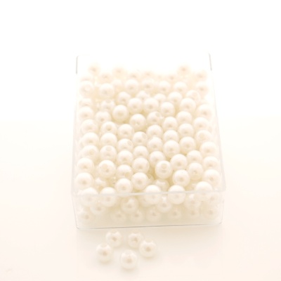 Perlen mit Loch D 8 mm, zum Basteln weiß VE 1 Box 250 Stück