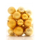 Weihnachtskugeln Kunststoff, Inndoor-Outdoor VE 31 ST/Dose 5,6,7,cm gold glanz u. matt