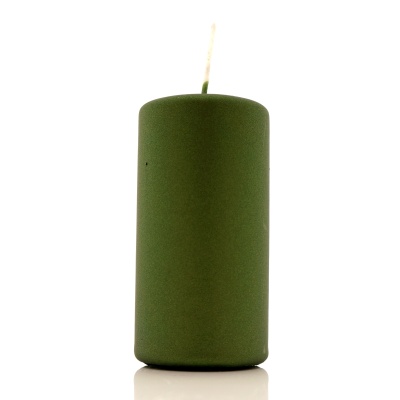 Stumpenkerzen Flachkopfkerzen H 10 cm B 5 cm metallic grün, Deutsche Qualitäts Kerzen mit Gütesiegel RAL VE 1 Stk