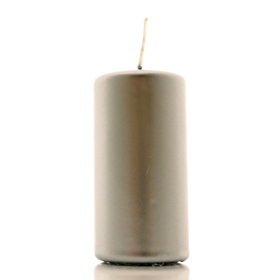Stumpenkerzen Flachkopfkerzen H 10 cm B 5 cm metallic silber, Deutsche Qualitäts Kerzen mit Gütesiegel RAL VE 1 Stk
