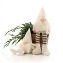 Weihnachtsdeko großer Wichtel als Kantenhocker Gr. H 21cm  Filzwichtel im Landhausstil weiß grau