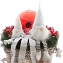 Türschmuck, Weihnachtsdeko Tür großer Kubu Rattan Korb in rot weiß dekoriert