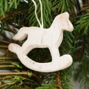 Holz Engel & Schaukelpferd VE 8 Stk, Gr 6 cm, Deko Weihnachten für Adventskranz und Weihnachtsbaum