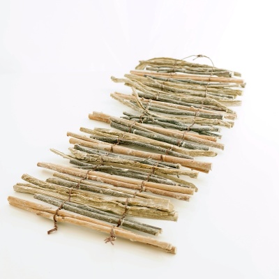 Zweig Matte, Holzstöcken als Tischläufer & Deko Matte, Naturholz weiß / geweißt 50 x 20 cm