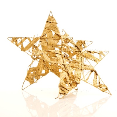 Sterne gold aus Palmblatt Gr. 25 cm mit Glitter. VE 2 Stück, Deko Sterne für Weihnachten und Schaufenster