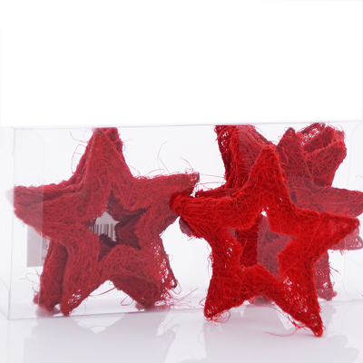 Sisal Sterne klein rot, VE 12 Stück Gr. 10 cm, Sisalsterne, Dekosterne zum Basteln und Dekorieren für Weihnachten