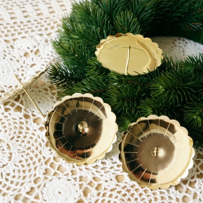 Kerzenhalter Adventskranz  D 7,5  cm 4 Stück gold,Adventskranzkerzenhalter für Advent in Blütenform