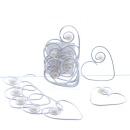Serviettenringe, Herzen aus Alu Draht mit Perle Gr. 5 cm, VE 16 Stk, f&uuml;r Hochzeit und Tischdeko