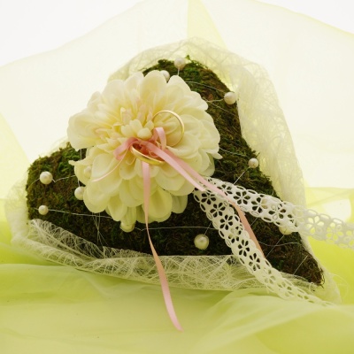 Dahlien Seidenblumen künstlich creme mit Drahtstiel