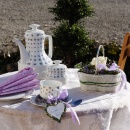 Tischdeko selber machen mit Lavendelkränzchen und Blumenkörbchen für Geburtstag, Kommunion, Konfirmation