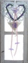 Bastelset Türschmuck mit Lavendelherz für Frühjahr Sommer selber basteln. Großes Rebenherz weiß lila flieder dekoriert