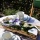Tischdeko im Landhausstil Frühjahr Ostern, Landhaus Basteln mit Naturfloristik in blau weiß