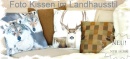 Foto Kissen Tiere - Hirsch mit Füllung und reißverschluß L45cm B45cm VE 1 St, grau, braun, weiß