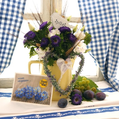 Sommerdeko, Sommerstrauß mit Strohblumen, Getreide und Lavend selber machen