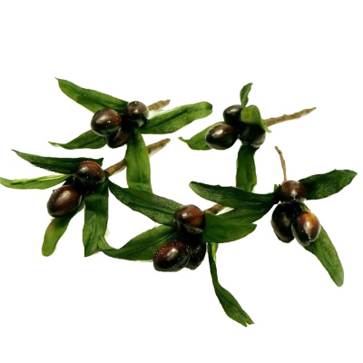 Früchte, Oliven künstlich mit Blätter VE 5 Pick je 3 Früchte, mit Draht und Blätter zum Basteln und Dekorieren