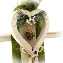 Türschmuck Herz Weihnachten im Landhausstil mit Wollband und Naturfloristik selber machen, weiß / grün