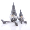 Weihnachtsdeko kleiner Wichtel als Kantenhocker Gr. H 13cm  Filzwichtel im Landhausstil grau