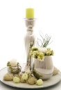 Deko Teller, Schale weiß meliert, glänzend aus Kunststoff, Gr. 33 cm für Tischdeko und Hochzeit