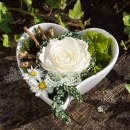 Herzschale weiß 14x14 cm  Keramikgefäß für Tischdeko Hochzeit - Tischeko selber machen