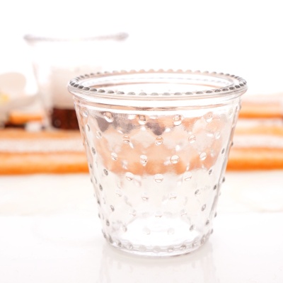 Glas-Teelicht-Glastopf Gr. D 7,5cm H 7cm prima für Tischdeko im Landhausstil-Landhaus Deko