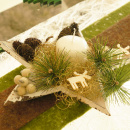 Tischdeko Weihnachten mit Holz im Chabby Chic und Landhausstil als DIY Idee