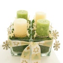 Adventsgesteck mit vier Kerzen in Glasvasen sehr...